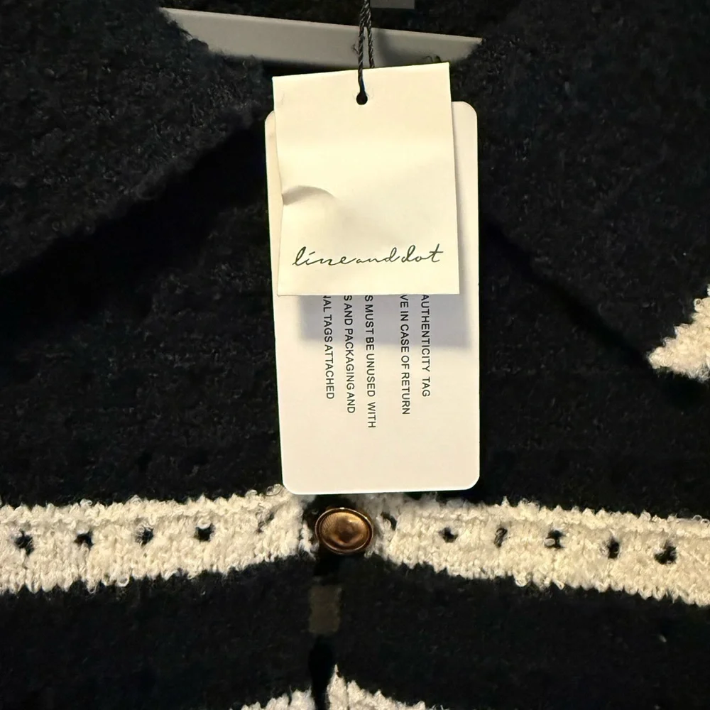 NWT Line and Dot Let Me Be Cardigan in Black and Ivory, Size L - Picture 13 of 14